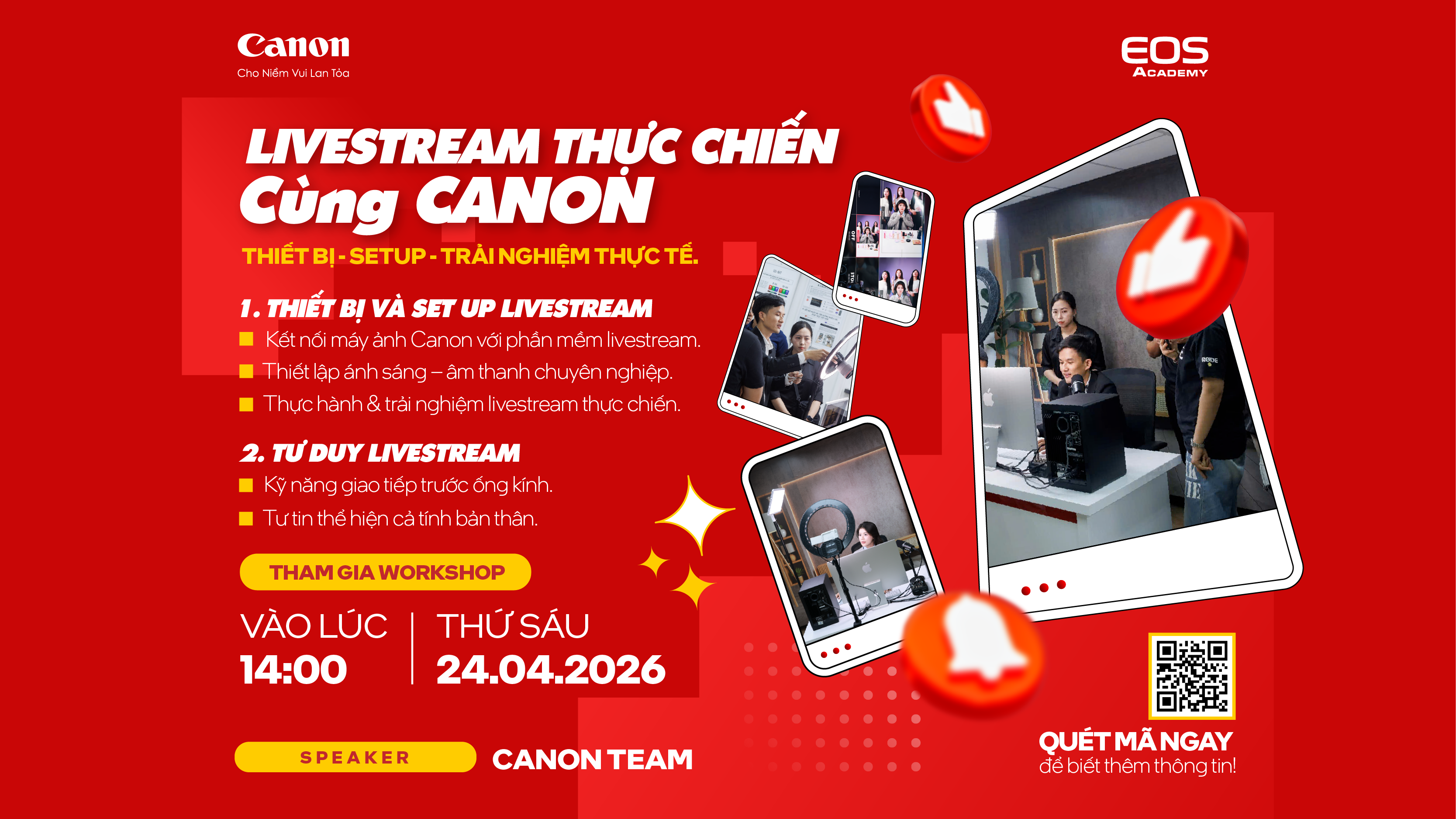 Workshop Livestream Thực Chiến cùng Canon 24/04/2026