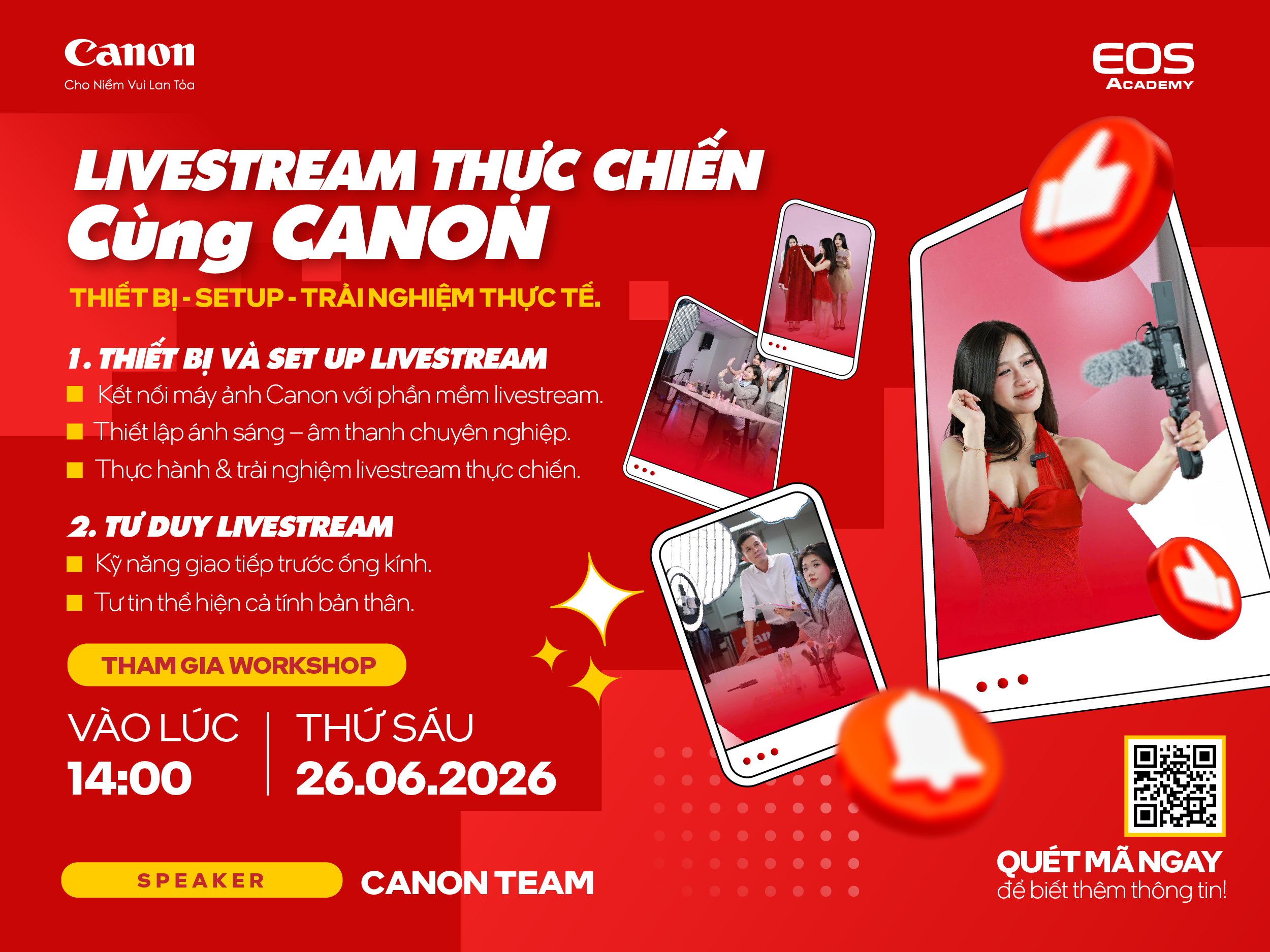 Workshop Livestream Thực Chiến cùng Canon 26/06/2026